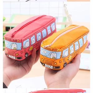 Cheap Factory Price Big Capacity School Pencil case Canvas Bag New Design Cute Bus Shape <strong>Pen</strong> <strong>Pouch</strong> for Elementary Student - Product Image 4