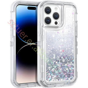 Vente en gros 3 en 1 Liquid Glitter Bling Sparkle Antichoc Phone Case pour Iphone 15 Case - Product Image 2