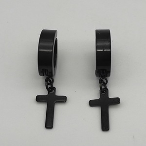 <b>Cross</b> Pendant Clip-on <b>Earrings</b> Zinc Alloy Geometric Design for Street Style Hip-hop Students Guangdong Made - Product Image 4