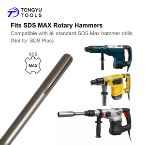 מקדח SDS Max להנחת מוטות הארקה בקוטר 5/8 אינץ' ו-3/4 אינץ' - כלי עבודה כבד המתאים לפטיש רוטורי עבור מוטות T וברזל בניין - Product Image 4