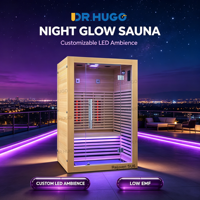 DR.HUGO Rejuven SU6 Sauna infrarouge lointain d'intérieur pour 1-2 personnes, cabine de sauna en bois avec panneau de commande LCD et haut-parleur Bluetooth
