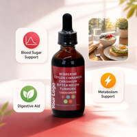 XuTong Gouttes liquides de cannelle de Ceylan et de Cayenne, extrait de berbérine, de chrome, de melon amer et de curcuma 60ml pour la régulation lipidique, usage adulte