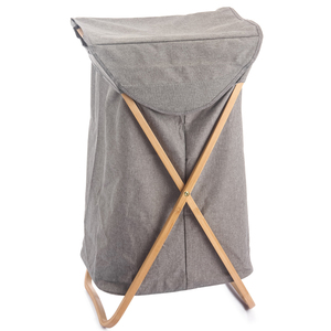 Cesto Plegable para Ropa Sucia con Marco de Bambú, Bolsa de Almacenamiento Plegable con Tapa - Product Image 1