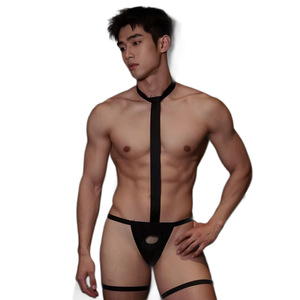 Body string sexy pour homme, lingerie bondage, séduisante, coquette, en soie, avec string déchiré, pour travestissement - Product Image 5