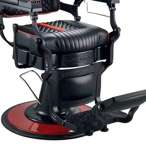 Sillón de Barbería Antiguo con Cojín Redondo, Sillones de Peluquería, Unidad Negra y Dorada, Cuero Sintético, Maquillador, Estilista, Resistente - Product Image 6