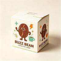 Boîte à grains de café rigide de qualité alimentaire, couleur ivoire, avec bande de déchirement à une seule traction, écologique, biodégradable, personnalisable, en carton blanc