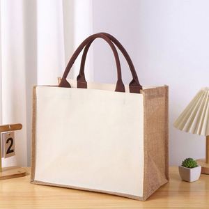Sac fourre-tout en toile de jute réutilisable personnalisé en gros, sac à dos promotionnel pour cadeaux et fêtes - Product Image 5