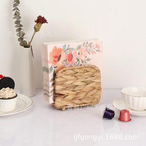 Straw Woven Napkin Holder Square Eco-Friendly Country Style <b>Wedding</b> Tabletop Decor - Product Image 2