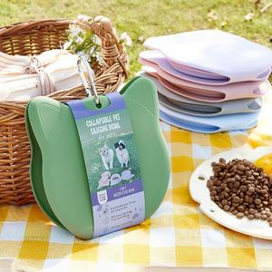 Mangkuk silikon lipat kualitas tinggi tempat makan hewan peliharaan portabel untuk anjing dan kucing - Product Image 3