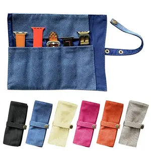 Portable Foldable Reel Rolling Tool Bag Pouch Smart Watch Strap Case Organizer Nylon Watchband Storage Bag
