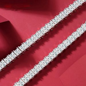 Collar de Tenis Xinfly con Cadena de Eslabones Cuadrados, Plata de Ley 925 y Diamantes de Moissanita para Mujer, Precio de Fábrica - Product Image 3