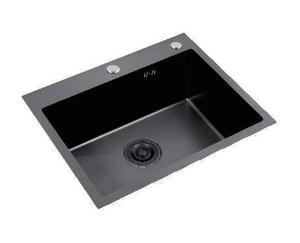 Évier en titane noir PVD de taille moyenne 500x450mm avec robinet extractible SUS304 à encastrer, robinet inclus - Product Image 1