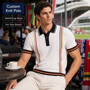 Polo en tricot rétro personnalisé pour <span class=keywords><strong>homme</strong></span>, couleur nationale, jacquard, manches courtes, <span class=keywords><strong>col</strong></span> chemise, pour les fans - Product Image 2