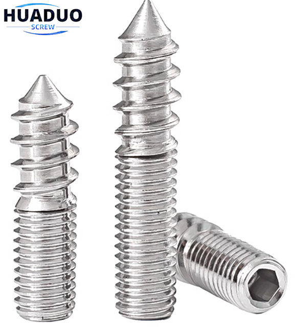 M4 M5 Hanger Bolt Wood to Metal Dowels Double Ended Furniture Fixing Self Tapping Screws Wood Thread Stud Tips Screws Bolts Wood Screw