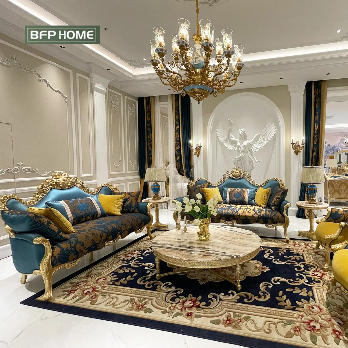 BFP French Designs Sofa set Classic Hand Carved Furniture Solid wood sofa Royal Living Room Sofas for Villa hotel house