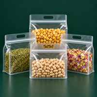 Sachet Doypack transparent avec poignée découpée et fermeture éclair refermable, sac de rangement réutilisable pour fruits secs, noix et emballage de snacks