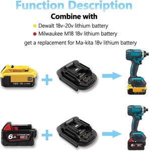 디월트/밀워키 <span class=keywords><strong>18v</strong></span> M18S 배터리 호환 DM18M 배터리 어댑터, 마키타 <span class=keywords><strong>18v</strong></span> 무선 전동 공구로 변환, USB 포함 - Product Image 2