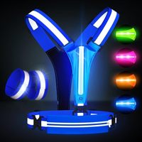 Gilet de course lumineux rechargeable par USB, équipement de sécurité haute visibilité avec bandes réfléchissantes à 360 degrés, taille et épaules réglables