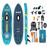 Kayak de pêche gonflable ESUP Drop Stitch durable à double chambre avec système de propulsion à pédales, siège de kayak, sac à roulettes, bateau de pêche