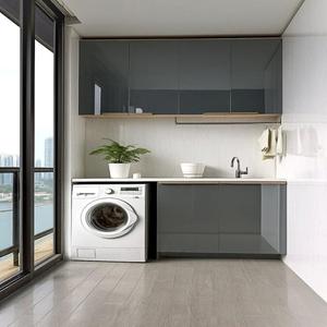 Mueble de Lavandería Simple para Balcón, Montado en la Pared, Mueble de Lavandería Personalizado con Lavadora Integrada para Balcón Pequeño - Product Image 4