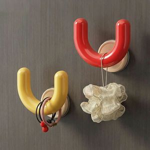 <b>Suction</b> Cup Wall <b>Hook</b> Storage Organizer For Bathroom Bedroom No Drilling Required Adjustable Height Round Shape - Product Image 1