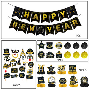 Set di Decorazioni <span class=keywords><strong>per</strong></span> Festa di <span class=keywords><strong>Capodanno</strong></span> 2026, Fiori di Carta a Spirale, Bandierine, Ornamenti a Nido d'Ape, Accessori <span class=keywords><strong>per</strong></span> Foto <span class=keywords><strong>per</strong></span> Decorazioni di <span class=keywords><strong>Capodanno</strong></span> - Product Image 5