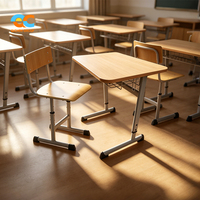 Partenaire d'approvisionnement fiable : Bureau et chaise de classe en métal robuste à grain de bois, personnalisables et ajustables, pour projets scolaires modernes