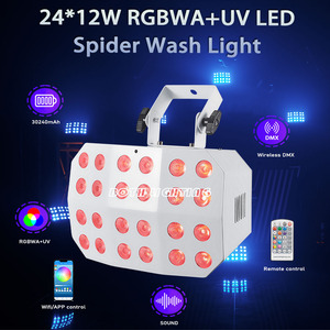 Both Lighting 2 unidades de luces wash tipo araña negras 24*12W LED RGBWA+UV, alimentadas por batería, DMX512, para <span class=keywords><strong>DJ</strong></span>, eventos, escenarios y bodas - Product Image 2