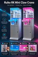 Mini machine à griffes à faible consommation d'énergie, à monnayeur, avec LED, pour attraper des prix et des poupées, disponible en bleu et rose