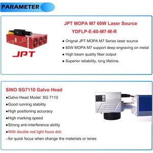 JPT M7 50w 60W 100W for MOPA Laser Machine Wood Working Cutting & Metal Marking with D80 Rotary Axis Feeltek Control - Product Image 5