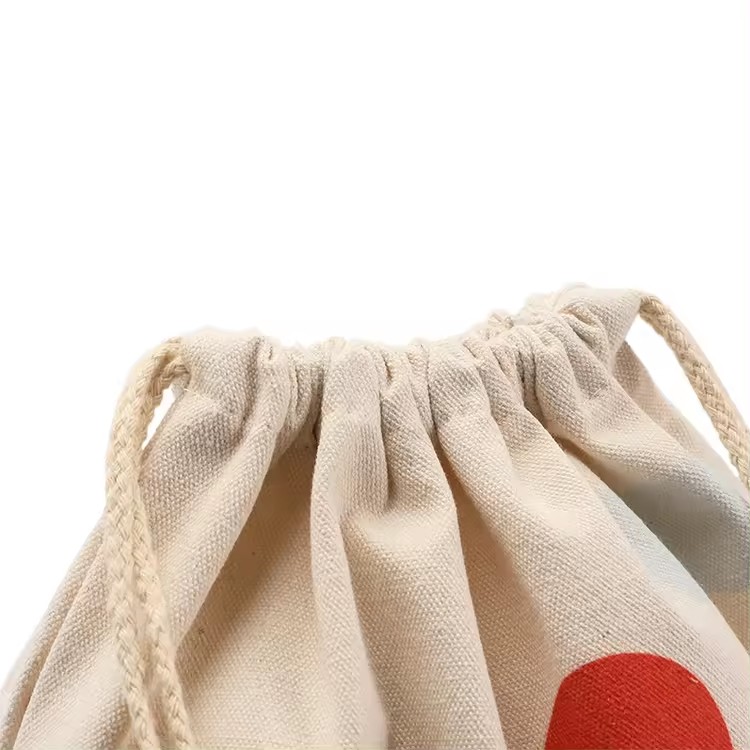 Customised Gift Shopping Cotton Cloth Drawstring Cotton Canvas Bag With Logo