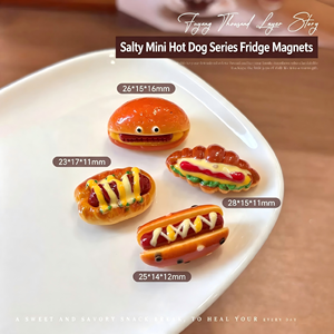 Magnets de réfrigérateur mignons en plastique 3D, style Art Déco, écologiques, de forme irrégulière, mini-aliments, en-cas, pain, biscuits, bouteille de vin, pour la maison et la cuisine - Product Image 5