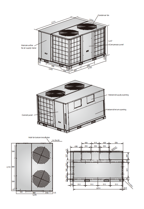Midea Multi Zone Rooftop Ahu R410A Vrf Vrv Duct Ceiling Cassette ...