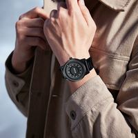 Dom 1769 Montre-bracelet en cuir imperméable à quartz inoxydable Montre boule de fer Squelette pour homme Cadran 42MM Pointeur boule roulante Horloge pour homme