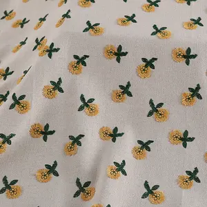 Larghezza 125 cm colorato 3 D daisy plant flowers plain ricamo tessuto cotone lino Rayon tessuto per cheongsam dress bag