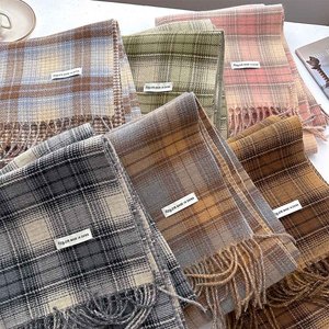 53x204cm秋冬新品イミテーションカシミアビンテージチェック柄通気性ロングスカーフレディース厚手暖かいパシュミナ - Product Image 3