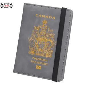 Porta passaporto personalizzato in pelle Pu Canada porta passaporto da viaggio con blocco Rfid