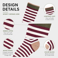 Chaussettes de Pilates antidérapantes personnalisées avec grip en silicone, design rayé rétro, marque privée OEM ODM