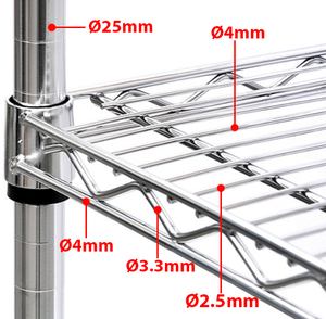 Estante de Alambre Cromado Rodante de 4 Niveles, Ahorra Espacio, Ajustable, Resistente, Unidad de Almacenamiento Móvil para el Hogar y la Empresa - Product Image 3