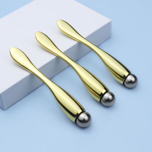 Augencreme-Massagestäbchen mit Rollkugel aus goldenem Metall, Beauty-Gesichtskosmetikspatel Löffel - Product Image 5