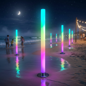Lampe de sol en PVC cylindrique à LED pour l'extérieur, pour le jardin, avec un design contemporain - Product Image 3