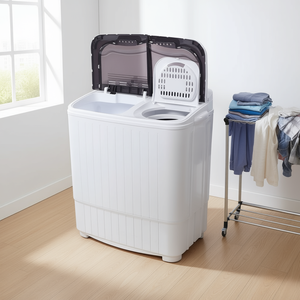 Lavadora semiautomática de doble tina de 14.3 kg, blanca, de carga superior, independiente, con carcasa de plástico para el hogar. - Product Image 2