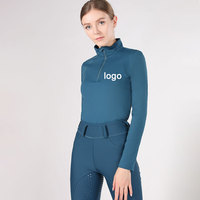 Chemises de sport équestres de compression pour le dropshipping – Sous-vêtements confortables pour l'équitation, chemises de concours équestres à manches longues pour femmes