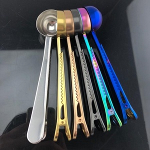 Cucchiaio dosatore per caffè in acciaio inossidabile con manico lungo 2 in 1, capacità 15 ml con clip di chiusura, strumento a doppio uso - Product Image 5