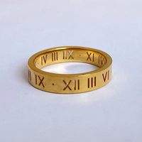 Bestseller Trendy 18 Karat Gold Edelstahl Unisex Ringe Euro-Amerikanisches Paar Römische Ziffer Hohl buchstaben Modisch Stilvoll