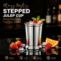 350ml Gelas Mint Julep Stainless Steel 12oz Mug Koktail Logam Poles Cermin Gelas Anggur Anti Pecah Peralatan Bar untuk Pesta Rumah Bar