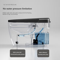WC intelligent en céramique noir à poser au sol avec couvercle électrique intelligent, ouverture automatique, siège chauffant, chasse d'eau par siphon, garantie 5 ans