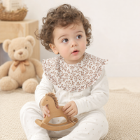 Bavoirs pour tout-petits en coton pur, portables, doux, absorbants, à col rond, imperméables et respirants, pour la dentition et l'alimentation - Vente en gros