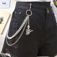 Chaîne à maillons en alliage personnalisée, motif crâne hip-hop, 50 cm, pour shorts en jean et jeans ornés, Yonger 2 cm/3,5 cm