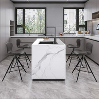 Tabouret de bar à dossier haut pivotant fixe pour usage domestique, style moderne minimaliste, tendance, chaise de table d'îlot, modèle design HD-7229D, mobilier de bar